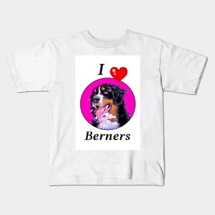 I LOVE BERNERS CARTOON FUCHSIA Kids T-Shirt